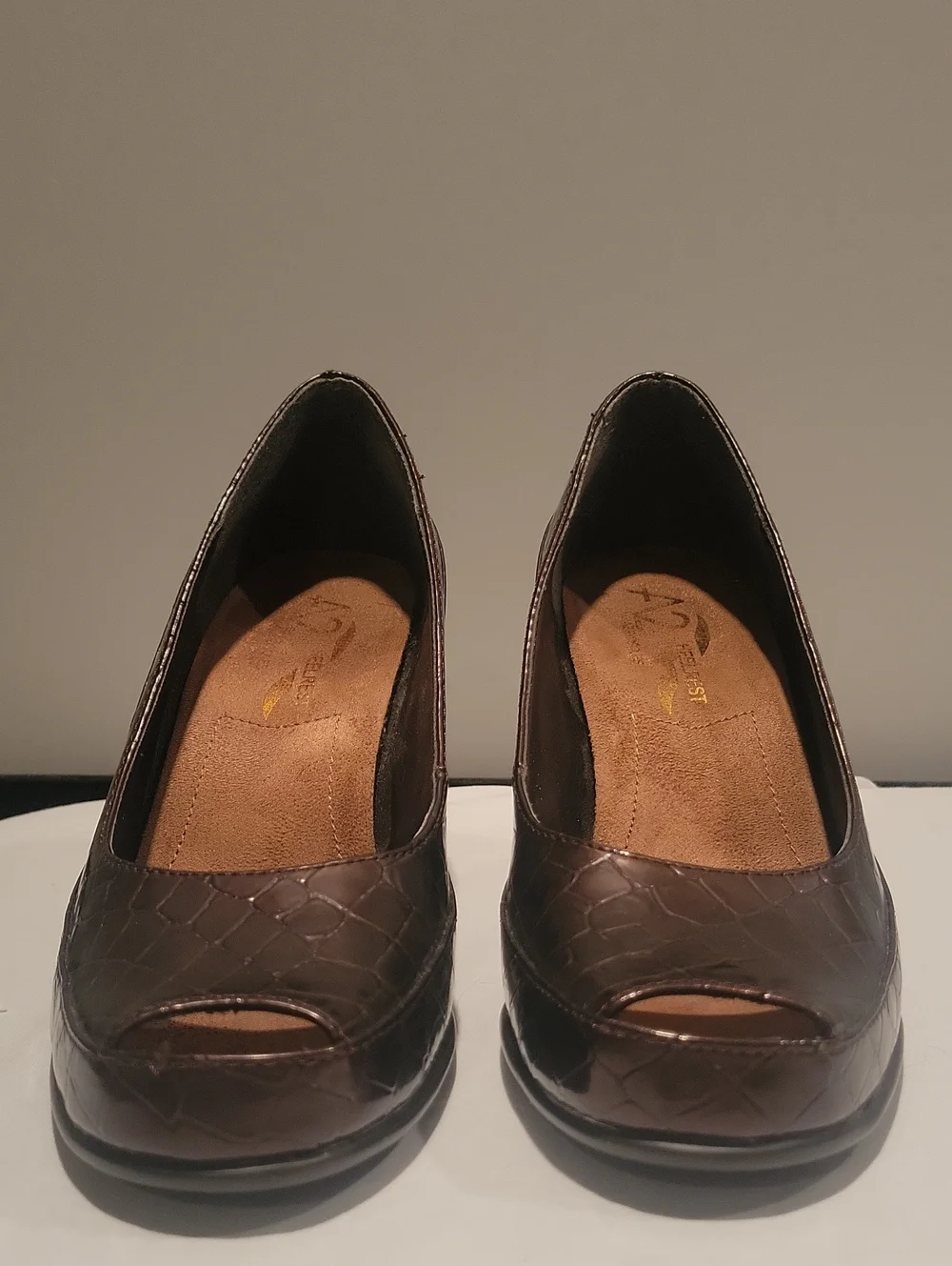 A2 By Aersoles Women's Brown Peep-Toe Heels with Textured Finish